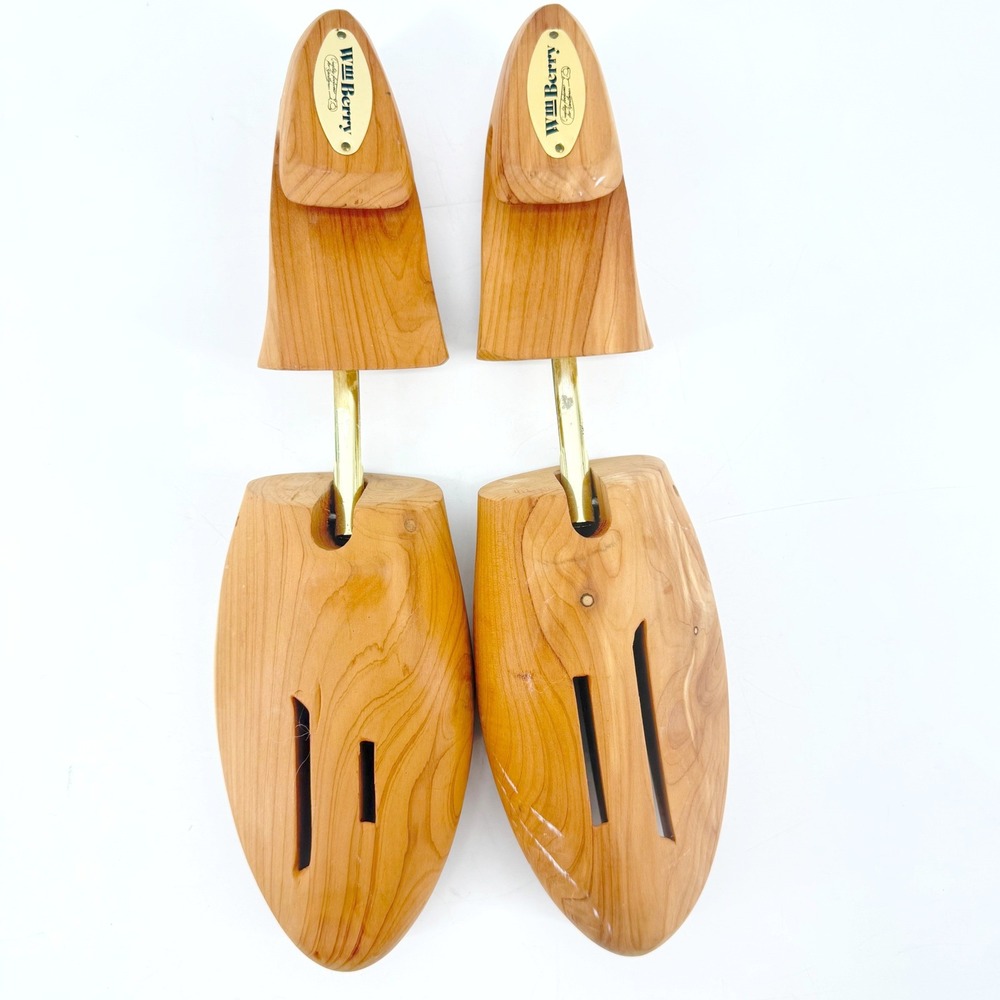 Wm Berry Cedar Shoe Trees Mens L Brown Aromatic Split Toe Brass Luxury